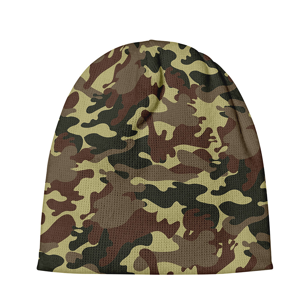 Brown Camouflage Print Beanie