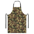 Brown Camouflage Print Bib Apron With Pocket