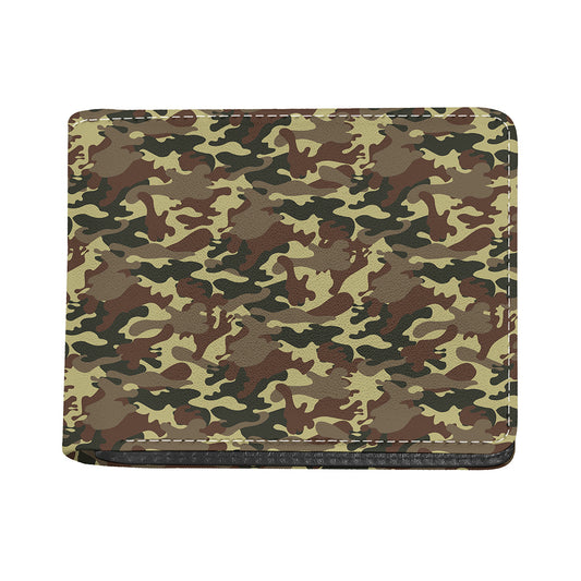 Brown Camouflage Print Bifold Wallet