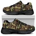 Brown Camouflage Print Black Chunky Shoes