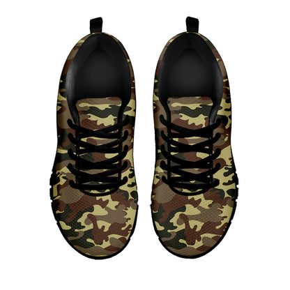 Brown Camouflage Print Black Running Shoes