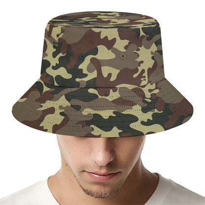 Brown Camouflage Print Bucket Hat