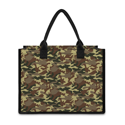 Brown Camouflage Print Canvas Tote Bag