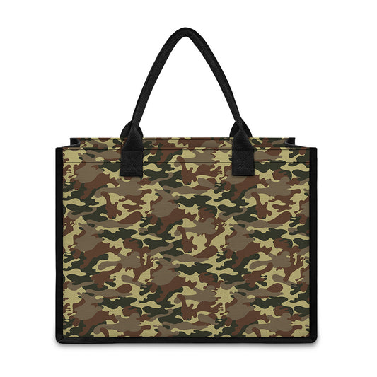 Brown Camouflage Print Canvas Tote Bag