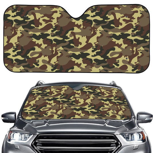 Brown Camouflage Print Car Windshield Sun Shade