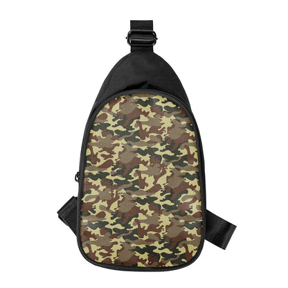 Brown Camouflage Print Chest Bag