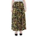 Brown Camouflage Print Chiffon Maxi Skirt