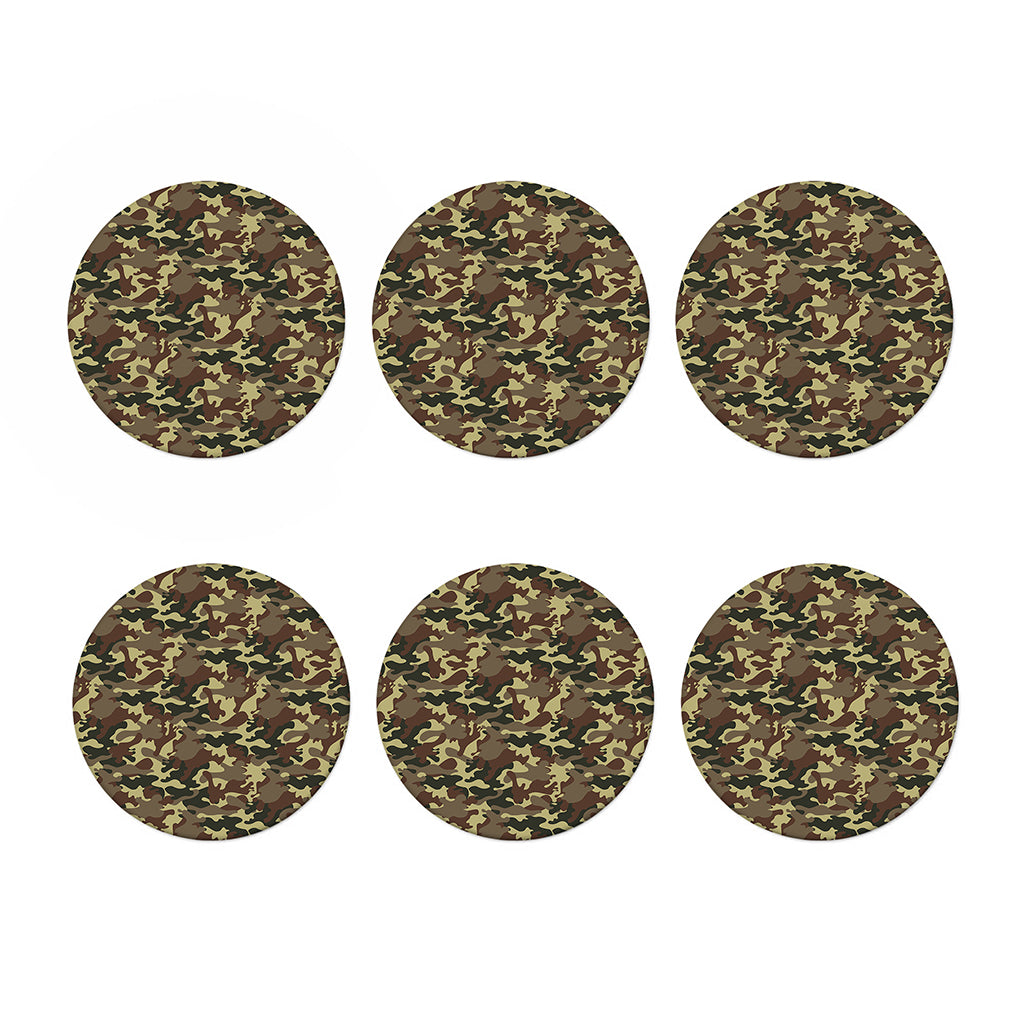 Brown Camouflage Print Coaster Set