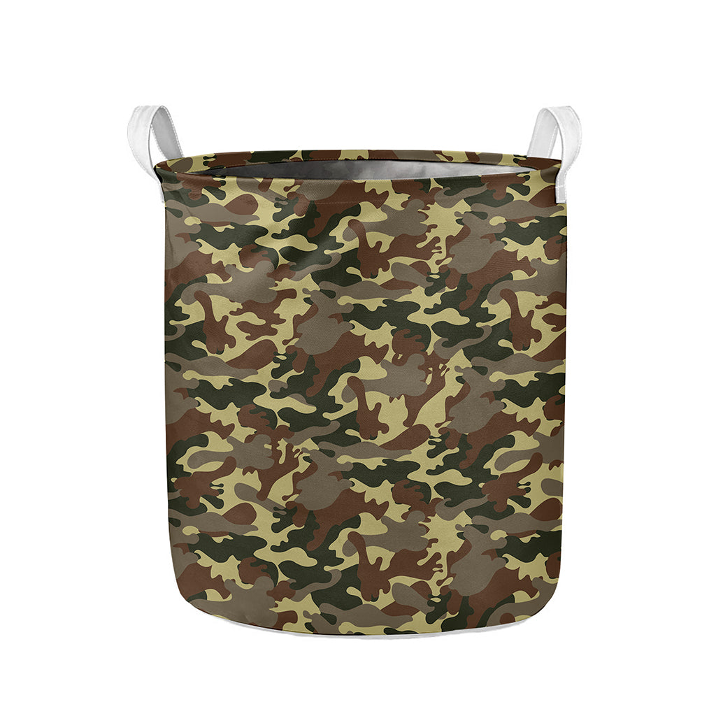 Brown Camouflage Print Collapsible Laundry Basket