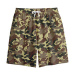Brown Camouflage Print Cotton Shorts