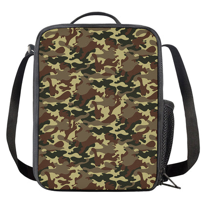 Brown Camouflage Print Crossbody Lunch Bag