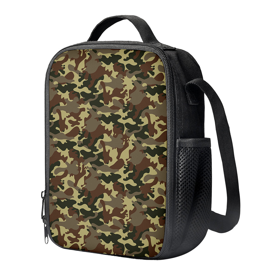 Brown Camouflage Print Crossbody Lunch Bag