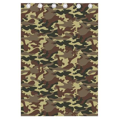 Brown Camouflage Print Curtain