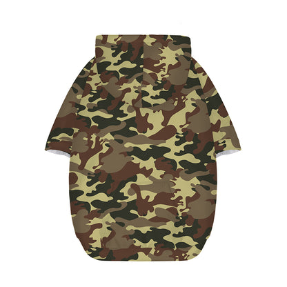 Brown Camouflage Print Dog Zip Up Hoodie