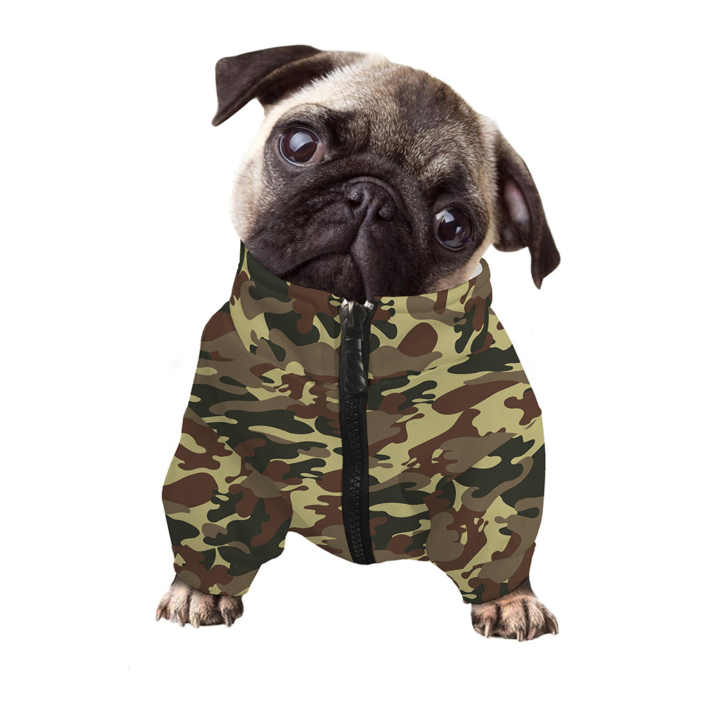 Brown Camouflage Print Dog Zip Up Jacket