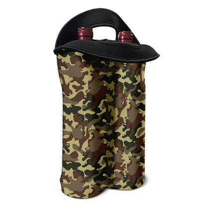 Brown Camouflage Print Double Neoprene Wine Tote