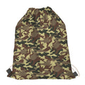 Brown Camouflage Print Drawstring Bag