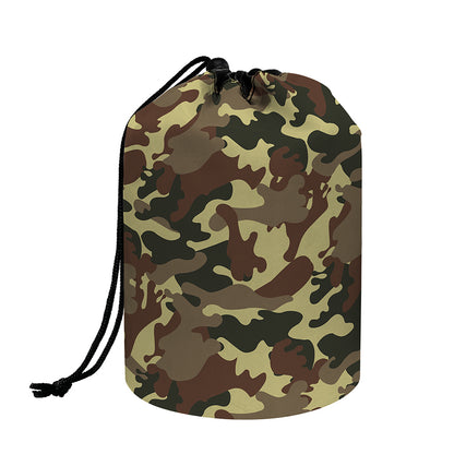 Brown Camouflage Print Drawstring Makeup Bag