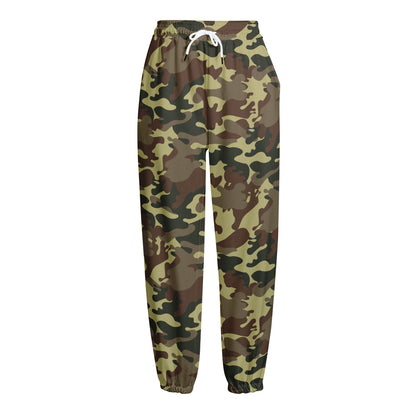 Brown Camouflage Print Fleece Lined Knit Pants