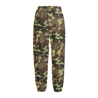 Brown Camouflage Print Fleece Lined Knit Pants