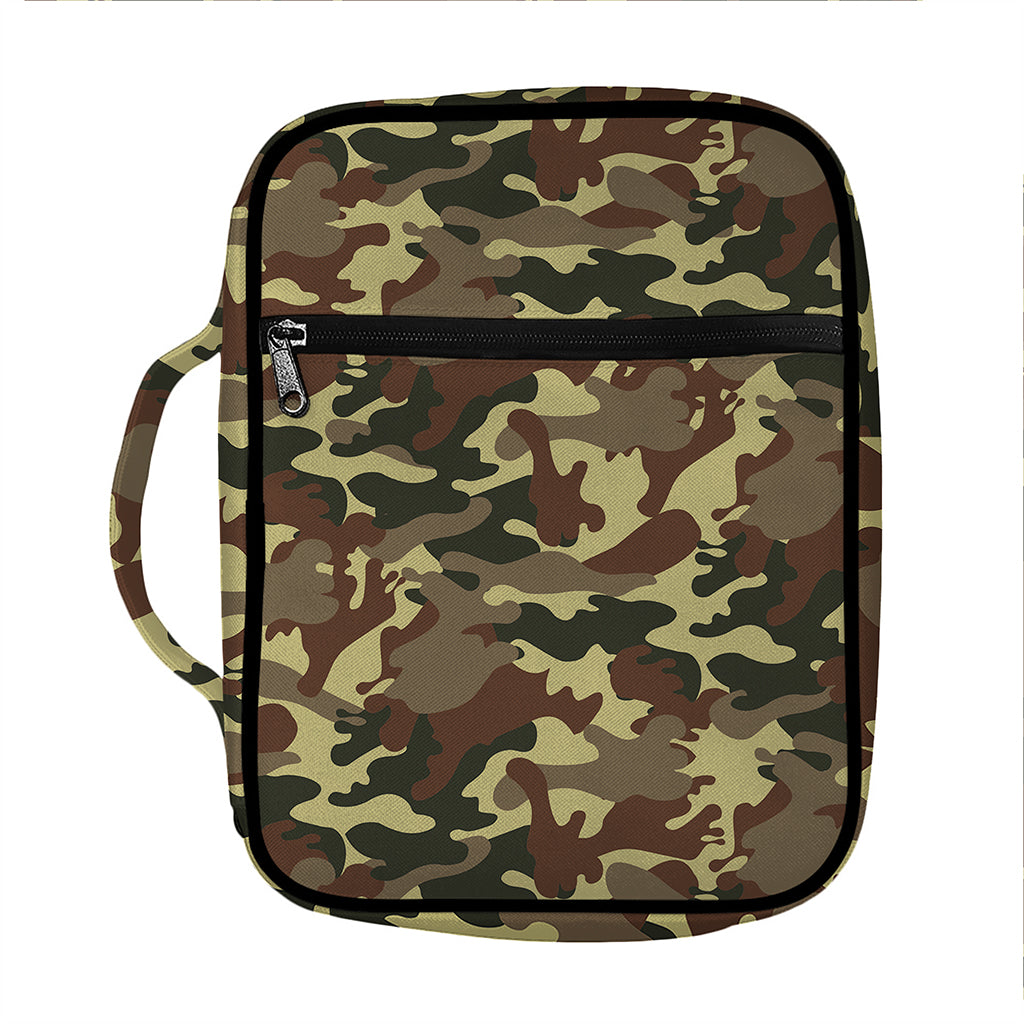 Brown Camouflage Print Front Pocket Bible Bag