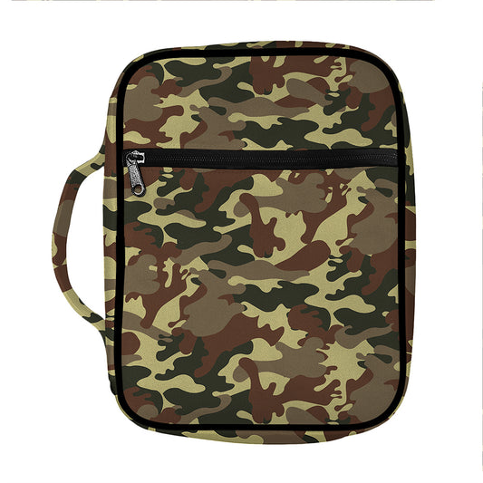 Brown Camouflage Print Front Pocket Bible Bag
