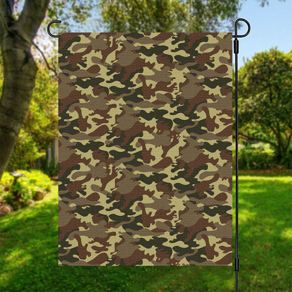 Brown Camouflage Print Garden Flag