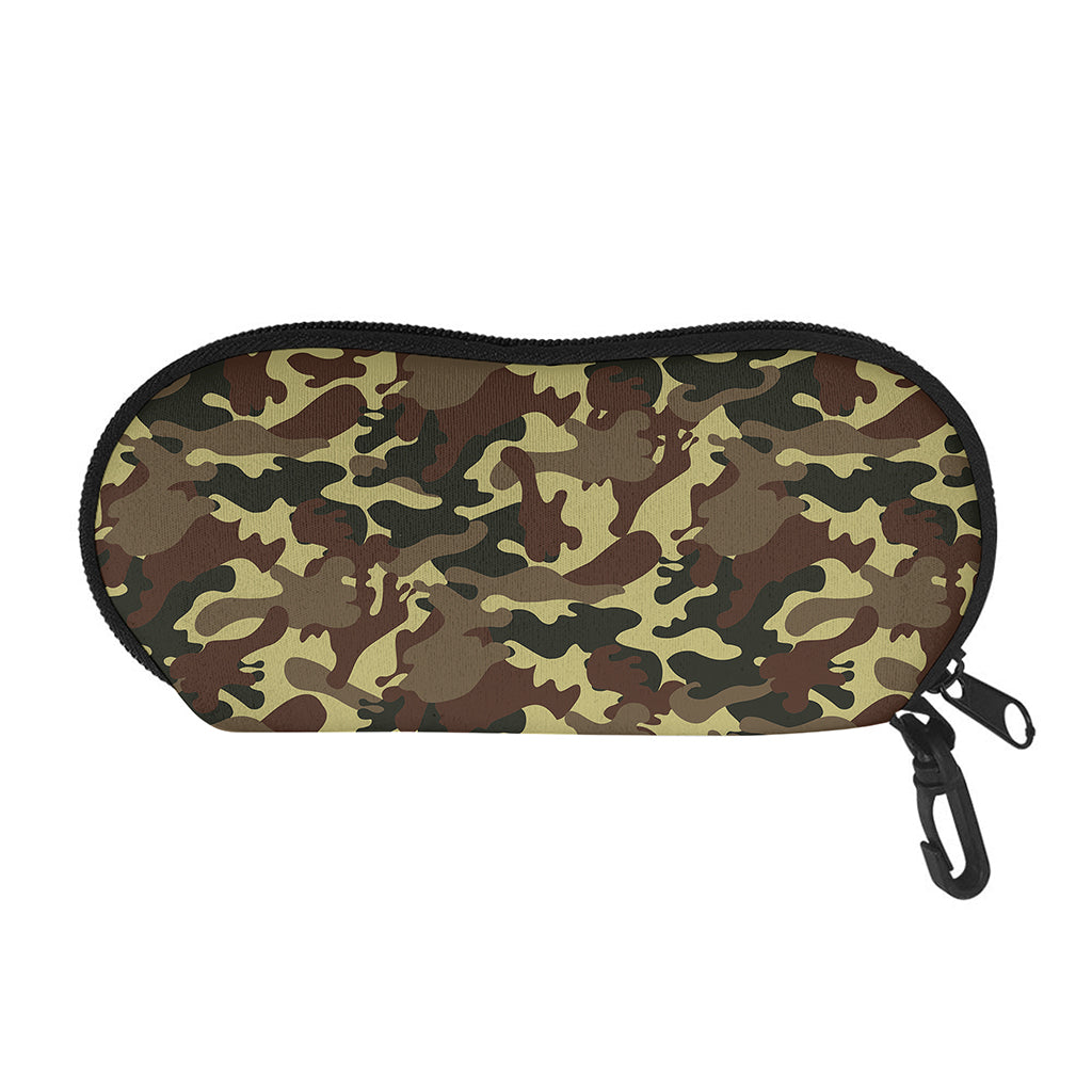 Brown Camouflage Print Glasses Case
