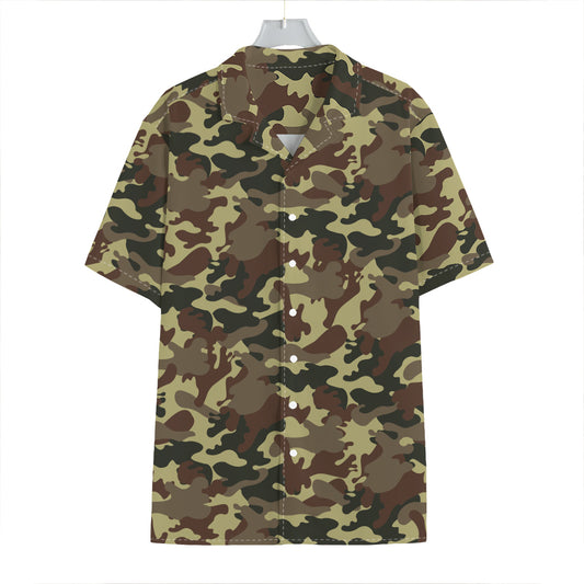 Brown Camouflage Print Hawaiian Shirt