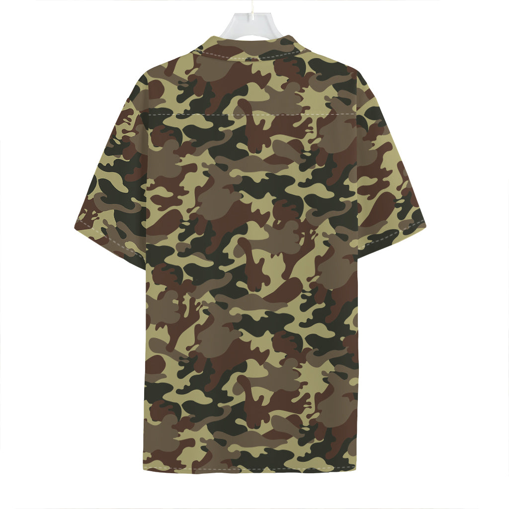 Brown Camouflage Print Hawaiian Shirt