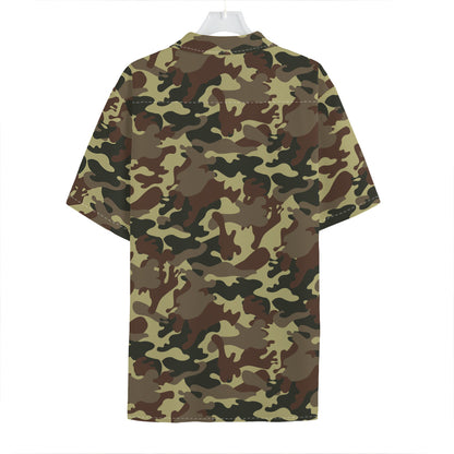 Brown Camouflage Print Hawaiian Shirt