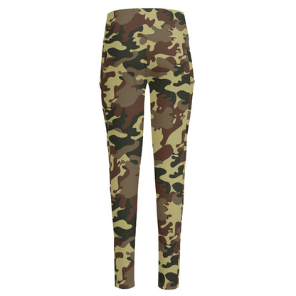 Brown Camouflage Print High-Waisted Pocket Leggings