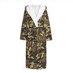 Brown Camouflage Print Hooded Bathrobe