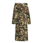 Brown Camouflage Print Hooded Bathrobe
