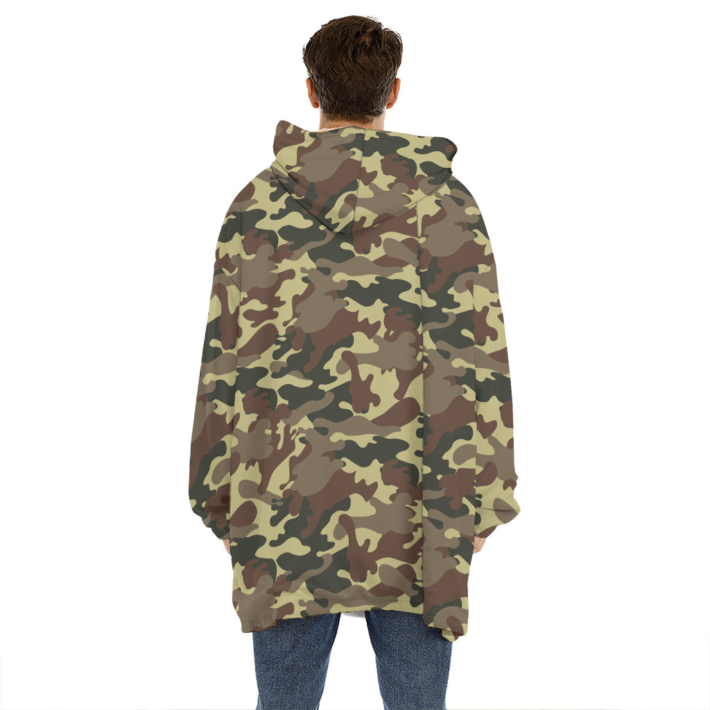 Brown Camouflage Print Hoodie Blanket