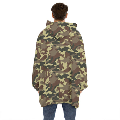 Brown Camouflage Print Hoodie Blanket