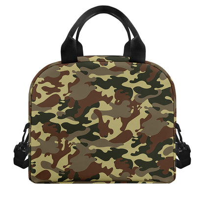 Brown Camouflage Print Insulated Lunch Bag
