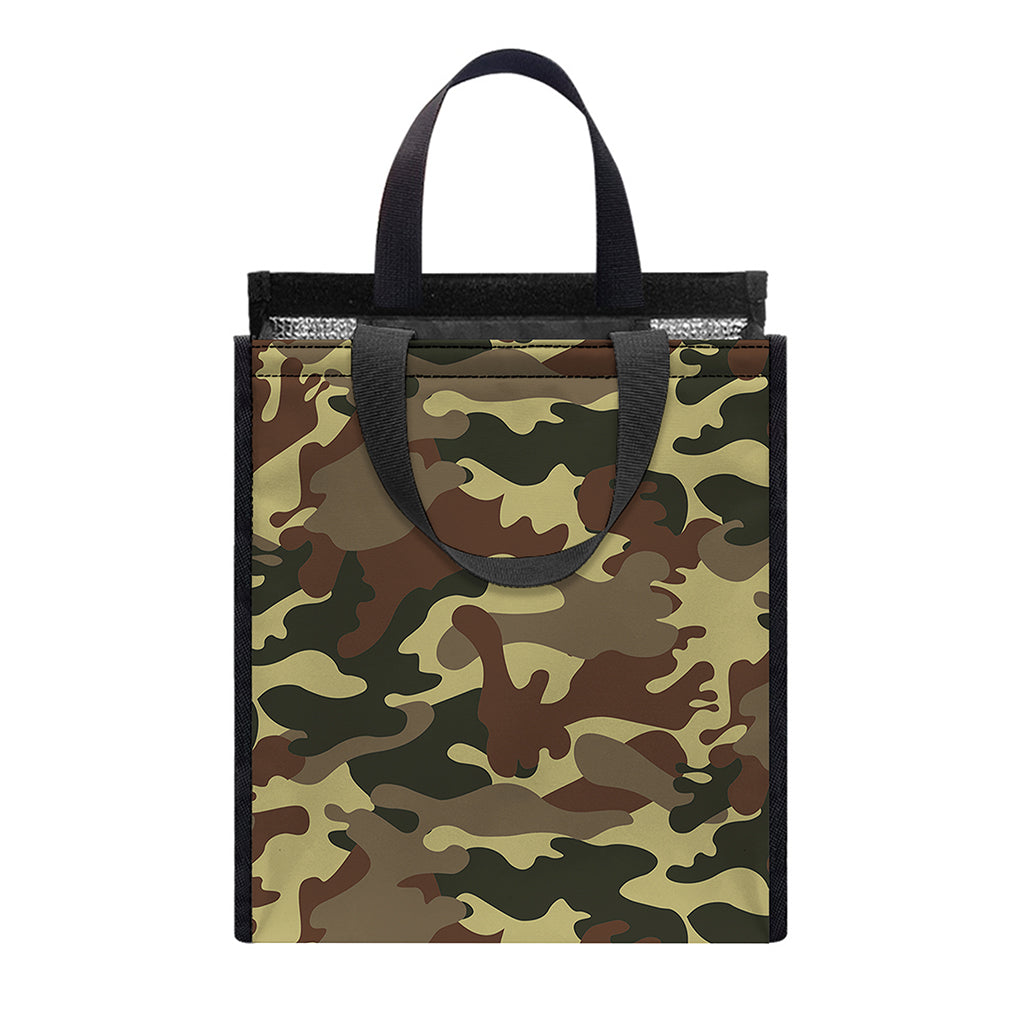 Brown Camouflage Print Insulated Lunch Tote