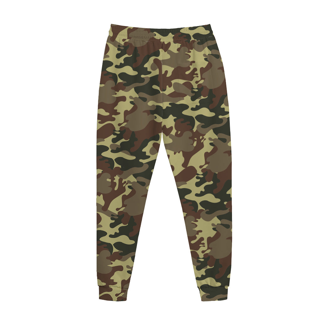 Brown Camouflage Print Jogger Pants