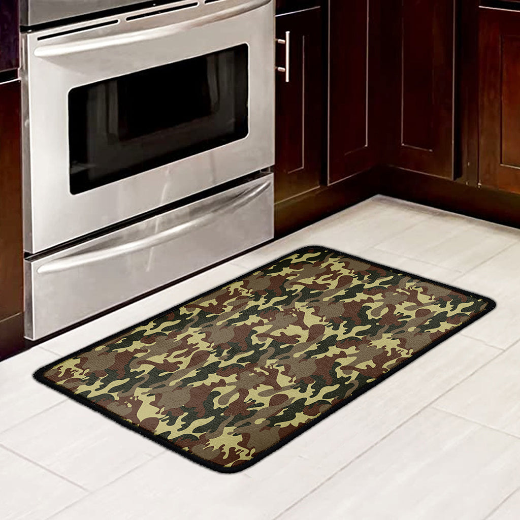 Brown Camouflage Print Kitchen Mat