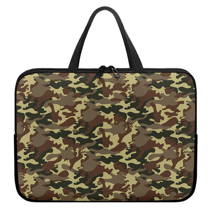 Brown Camouflage Print Laptop Sleeve With Handle