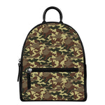 Brown Camouflage Print Leather Backpack