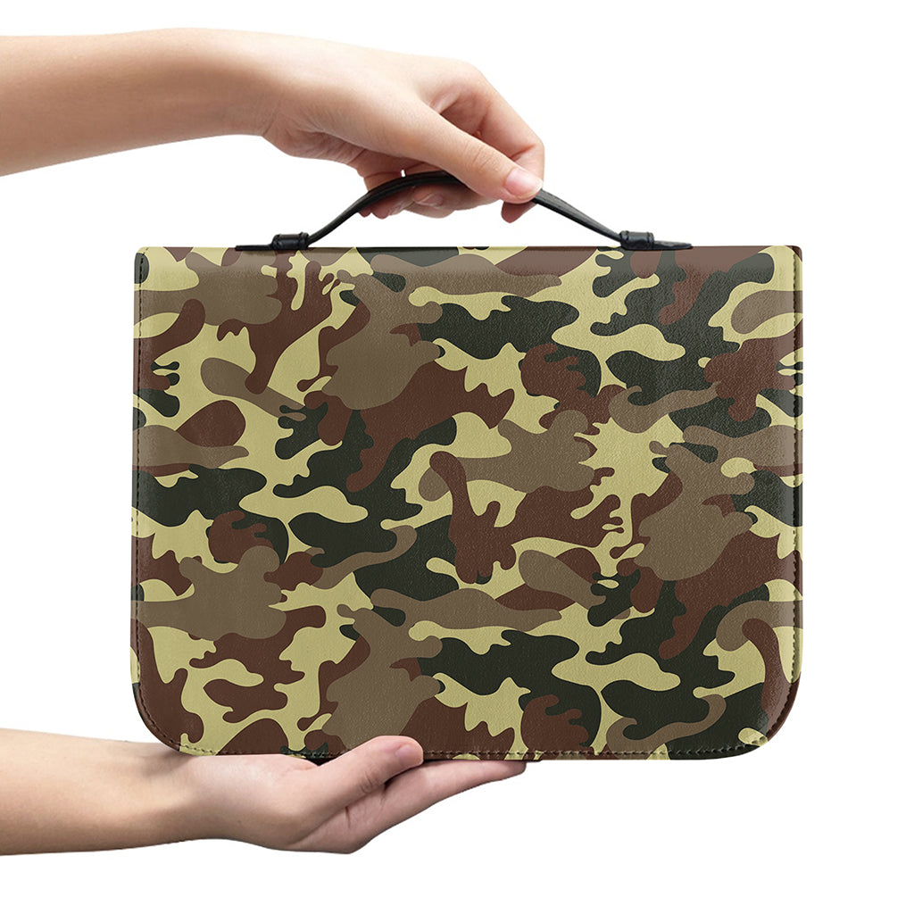 Brown Camouflage Print Leather Bible Cover
