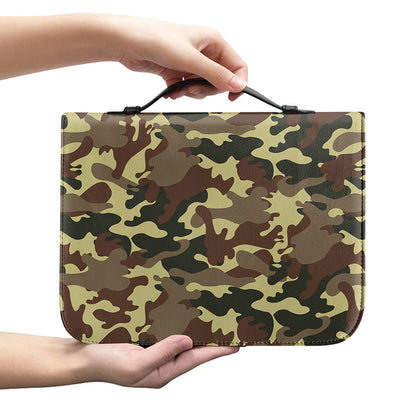 Brown Camouflage Print Leather Bible Cover