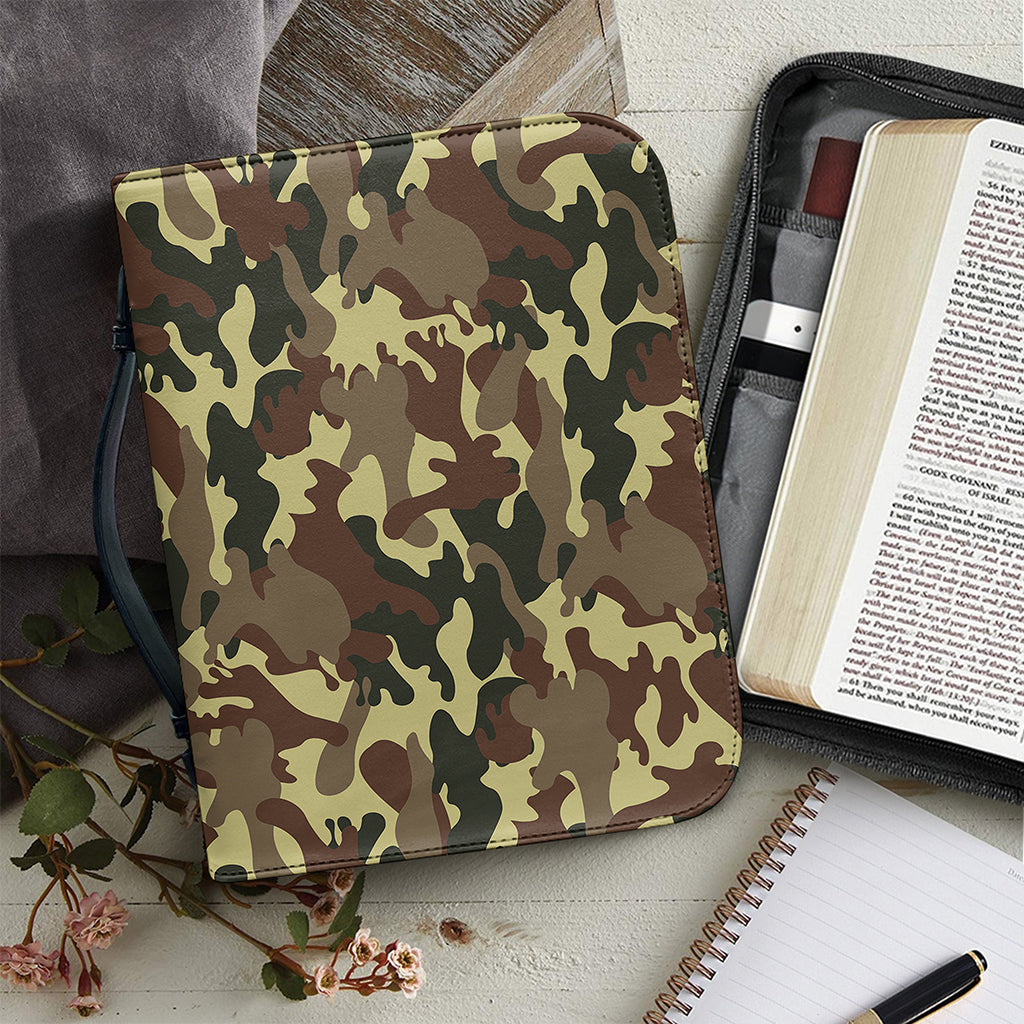 Brown Camouflage Print Leather Bible Cover