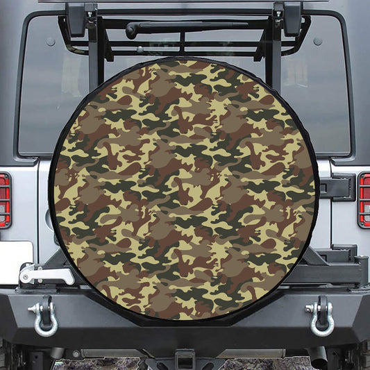 Brown Camouflage Print Leather Spare Tire Cover