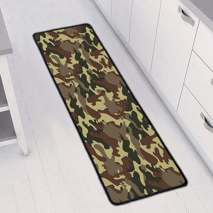 Brown Camouflage Print Long Kitchen Mat