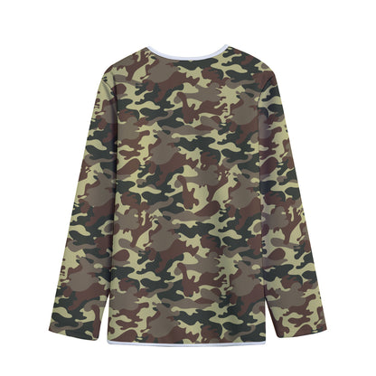Brown Camouflage Print Long Sleeve Short Coat