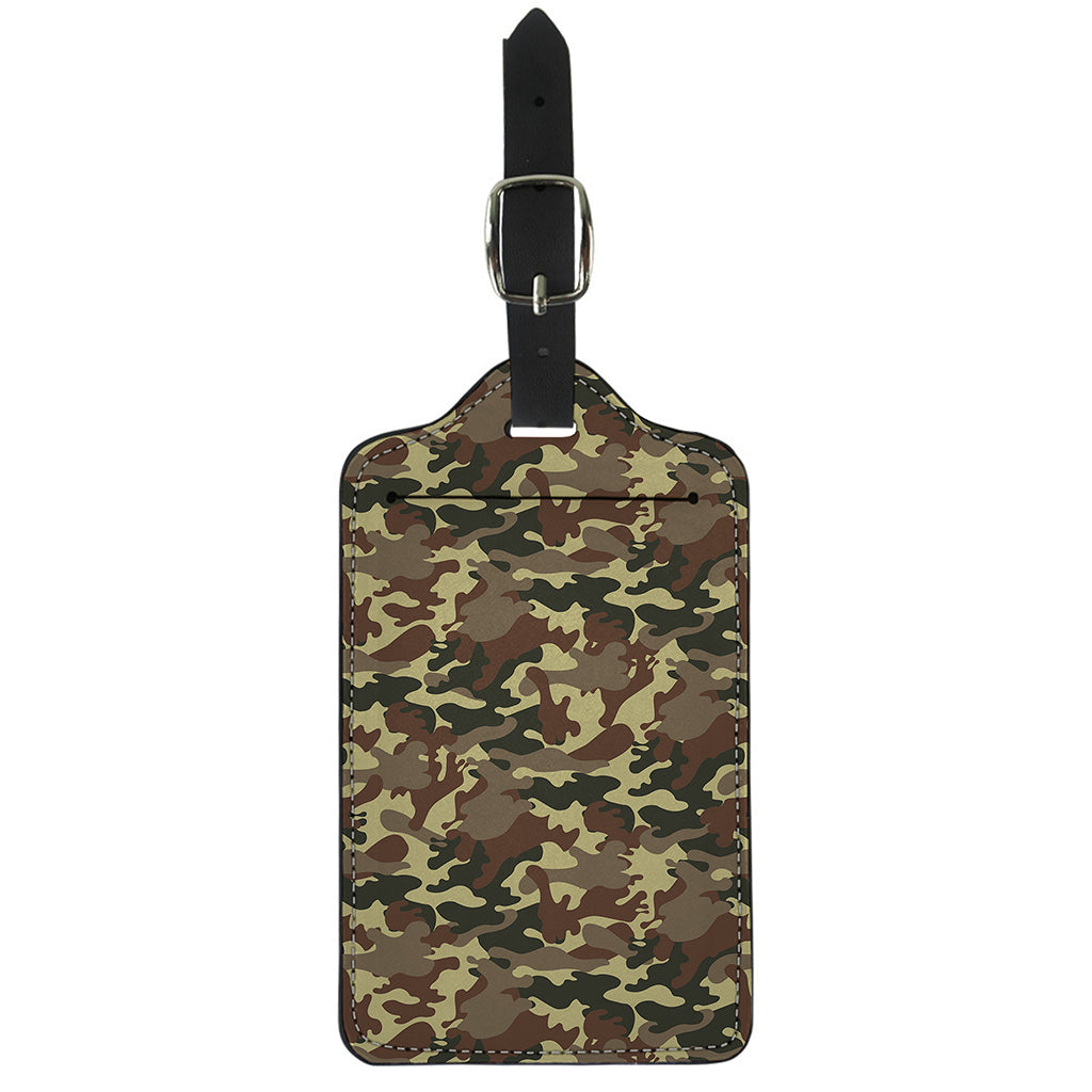 Brown Camouflage Print Luggage Tag