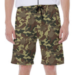 Brown Camouflage Print Men's Beach Shorts